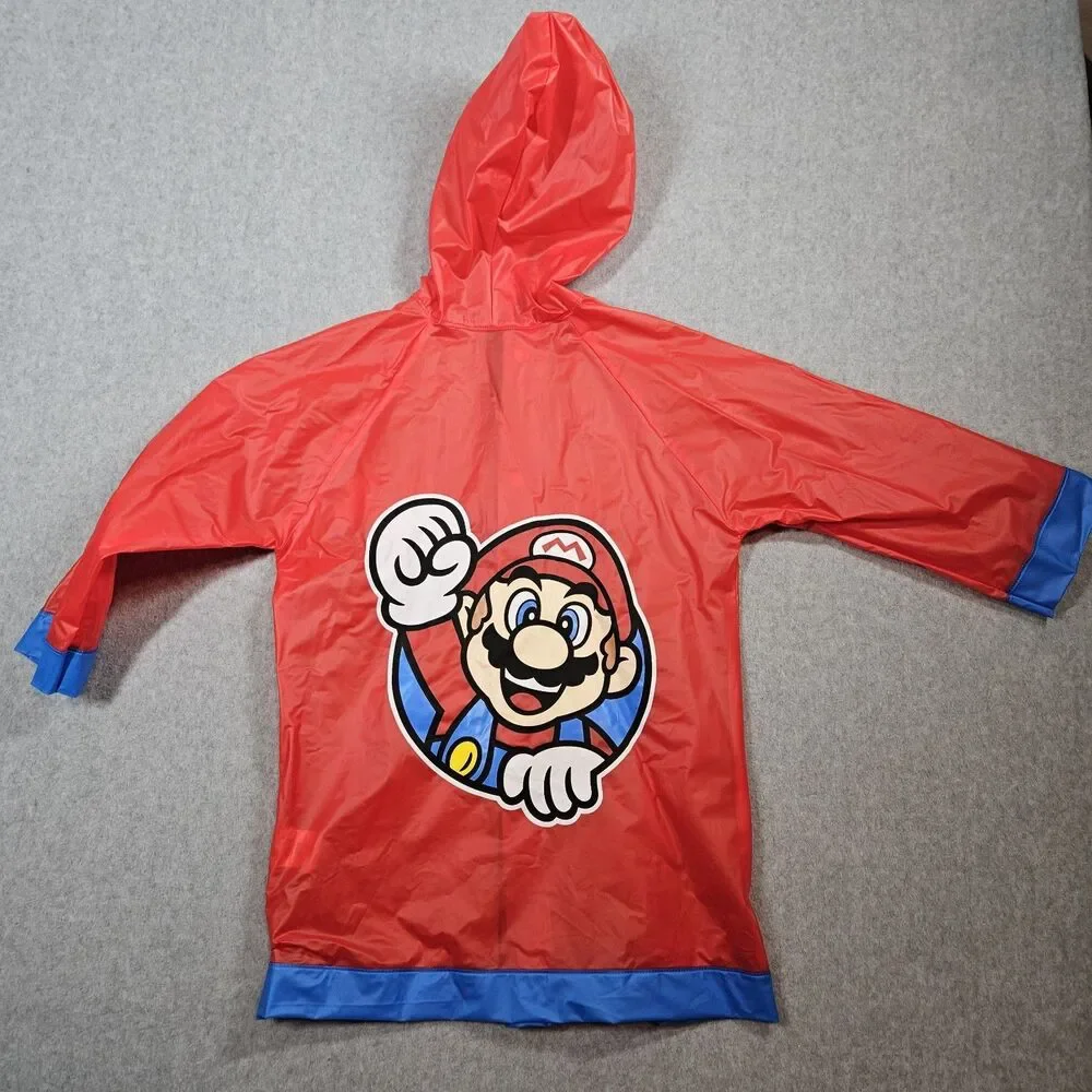Super Mario Brothers Childrens Raincoat Red Jacket Youth Large
